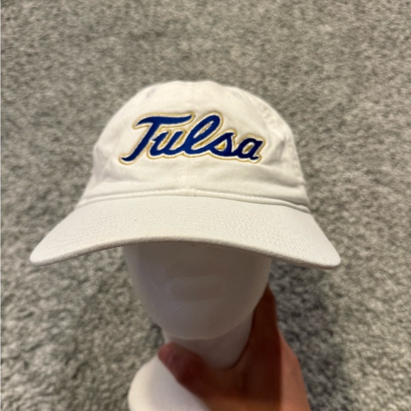 Adidas Tulsa TU Adult‎ Adjustable Strapback Hat Cap White Spellout Spirit Squad - Picture 1 of 10